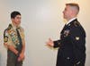 SPC. Ethan Morse speaking with Star Scout Degas Peters