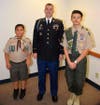 SPC. Ethan Morse with brothers WeBelos Aiden J. and Star Scout Nathan Juarez of Troop 66