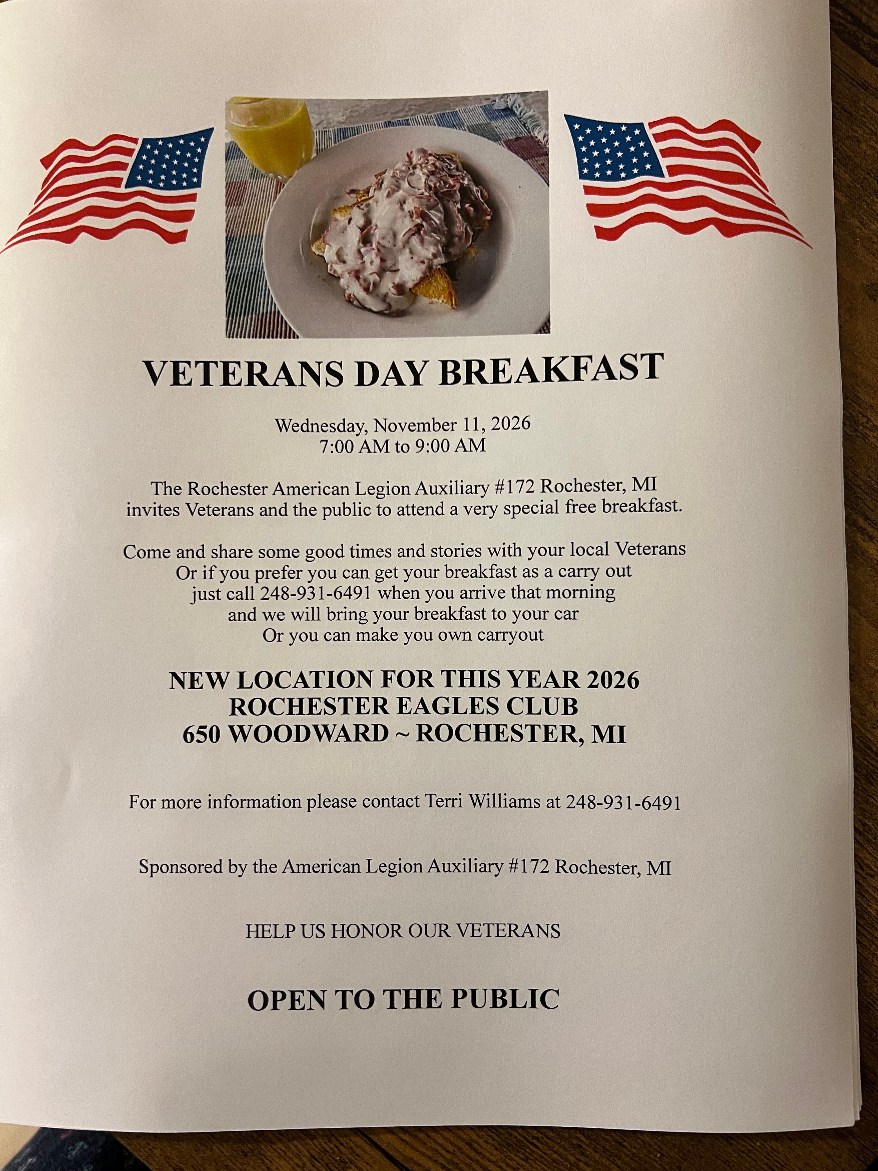 Veterans Day breakfast 