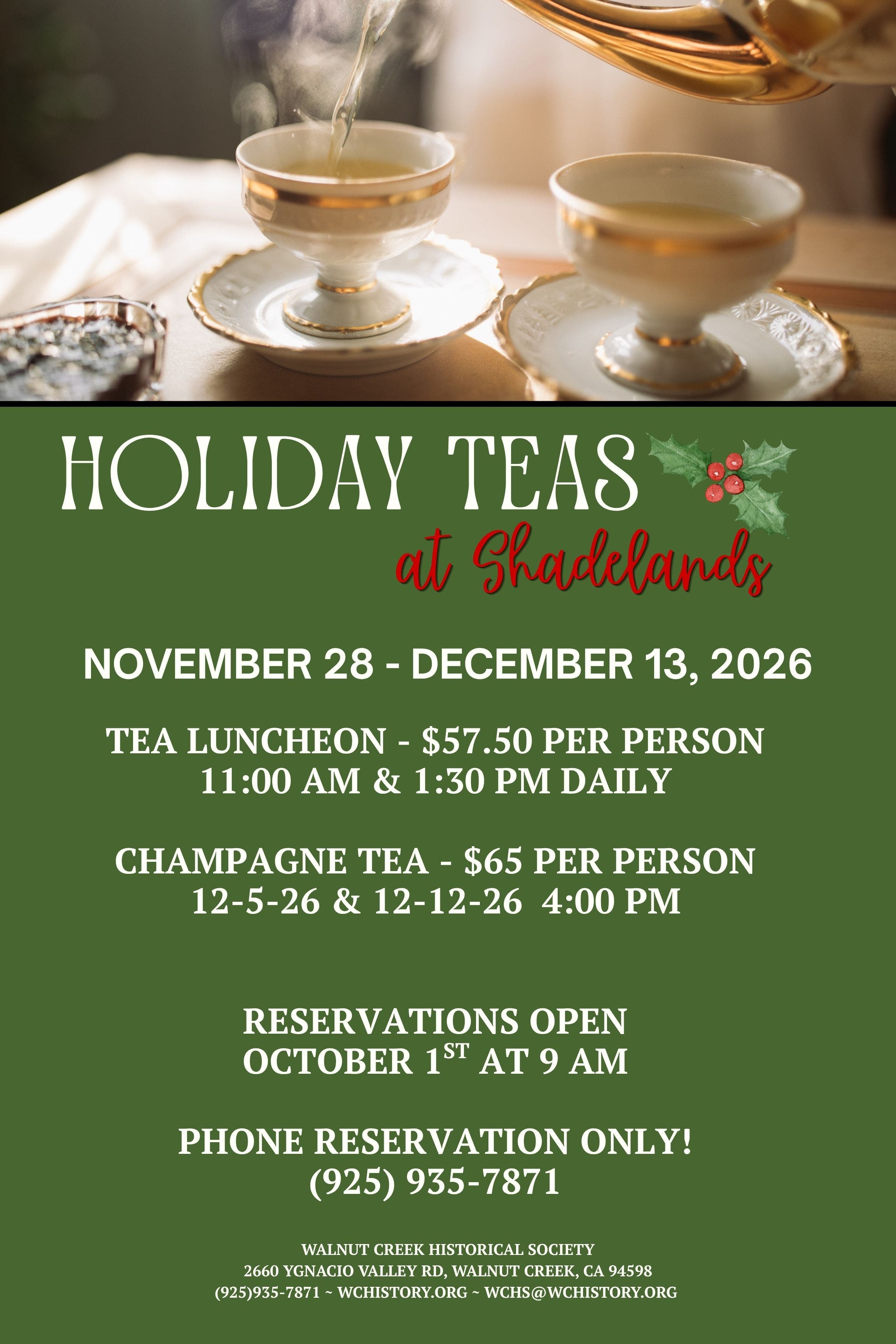 Shadelands Ranch Holiday Teas