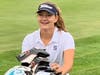 Sarrazin looking strong as she walks off the 18th hole of hilly Fairchild Wheeler.