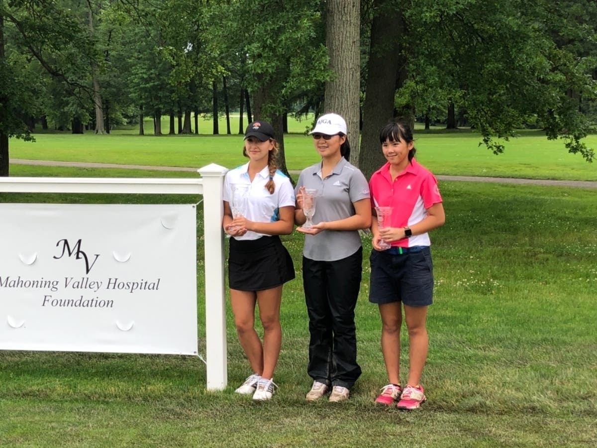 Sophia Sarrazin (far left) of WESTPORT  takes home winner’s trophy after most impressive round of 65. 