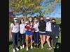 Staples Varsity celebrate  Leni Lemcke’s two birdies and the team’s victory. Kathleen Coffey, Lizzie Kuehndorf, Lemcke, Capt. Linnea Jagenberg, Reilly McGeehan, Keeva Boyle, & Capt. Merin McCallum. 