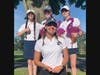 Senior Co-Captain Leni Lemcke, alone in the front row, is backed up by (l.-r.) freshman Rachel Pontoriero, junior Keeva Boyle, and sophomore Kathleen Coffey. Missing from photo is Senior Co-Captain Lizzie Kuehndorf.
