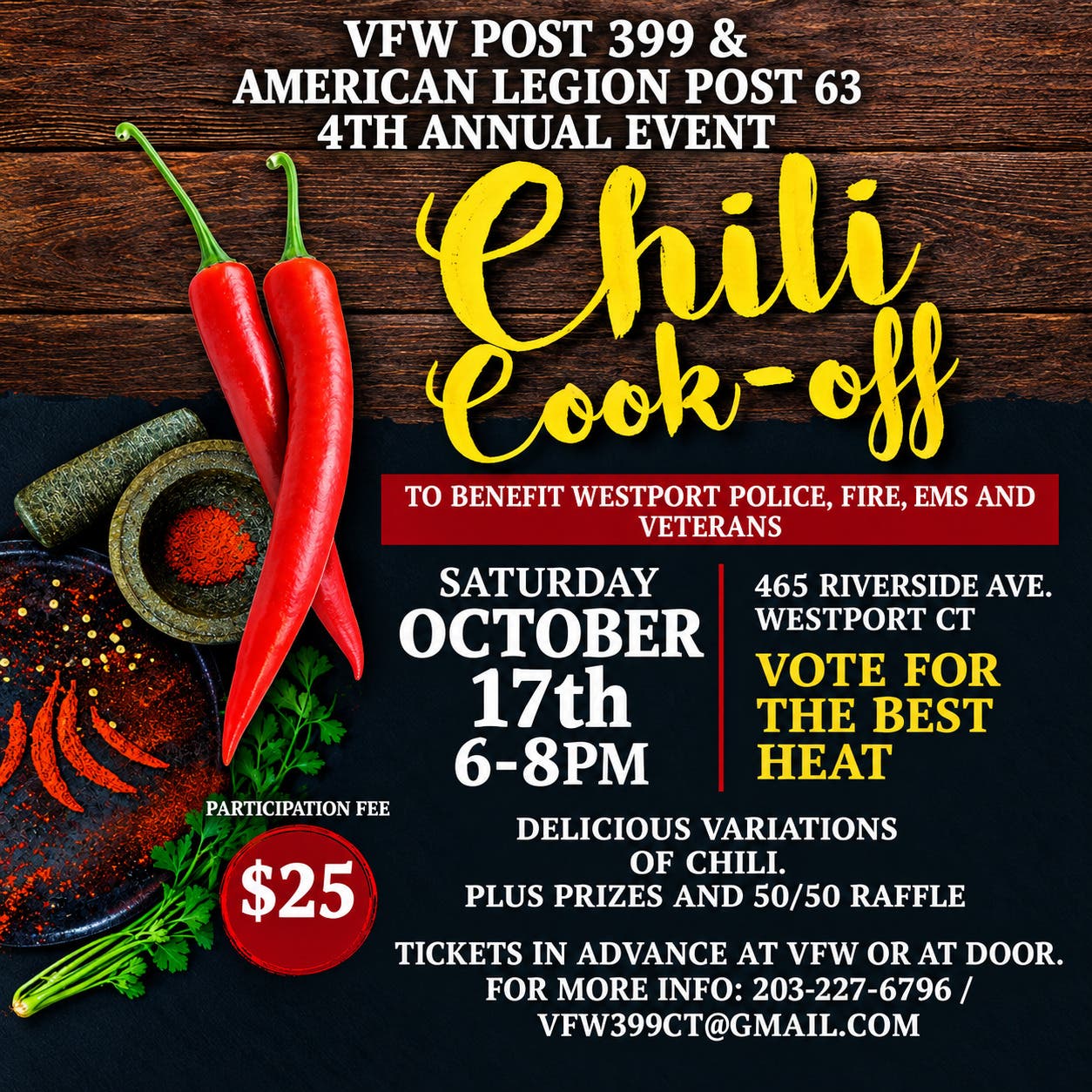 VFW Post 399 & American Legion Post 63 4th Annual Event Chili Cook-off