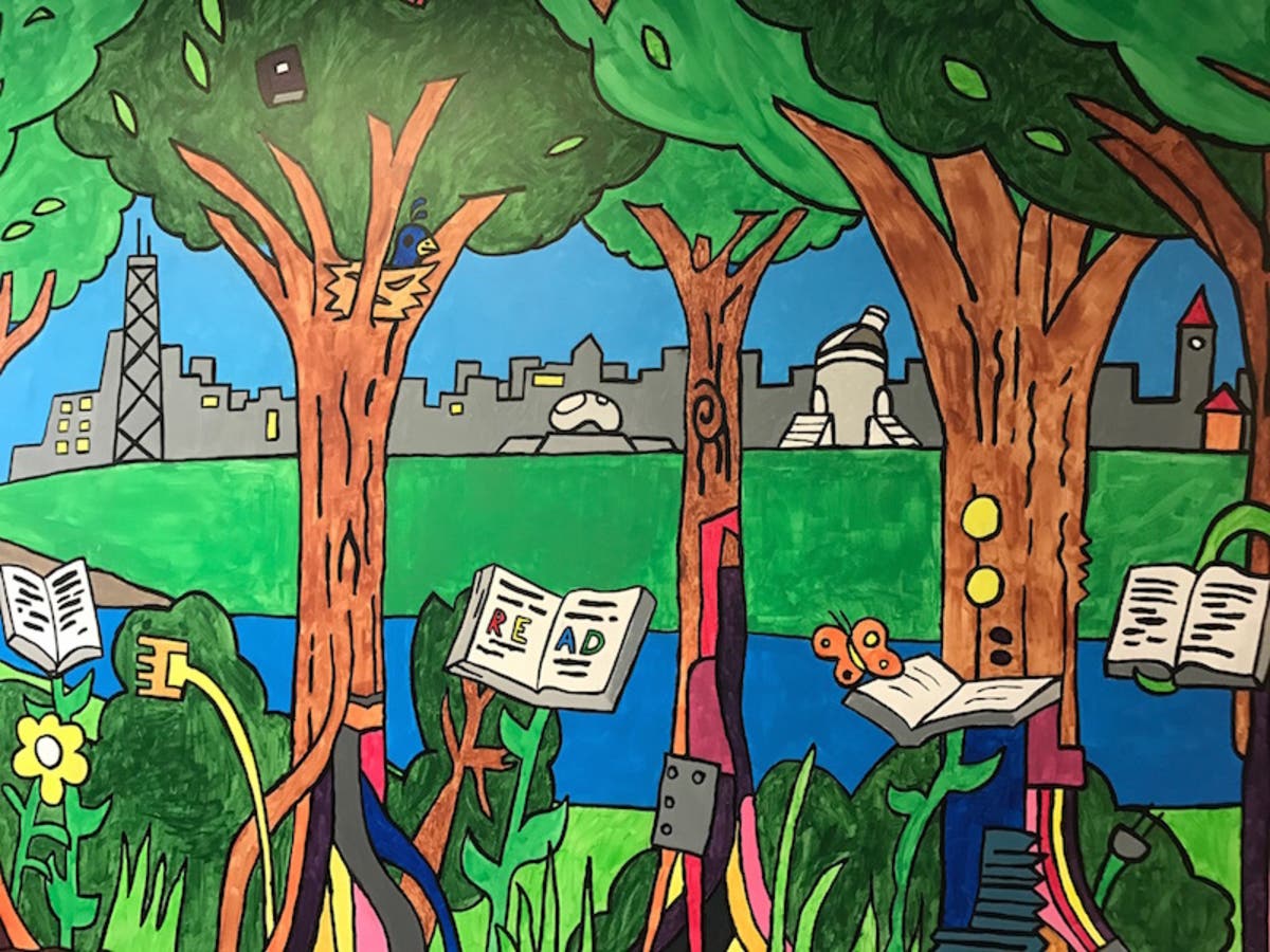 Children's Department Mural in Evergreen Park Library