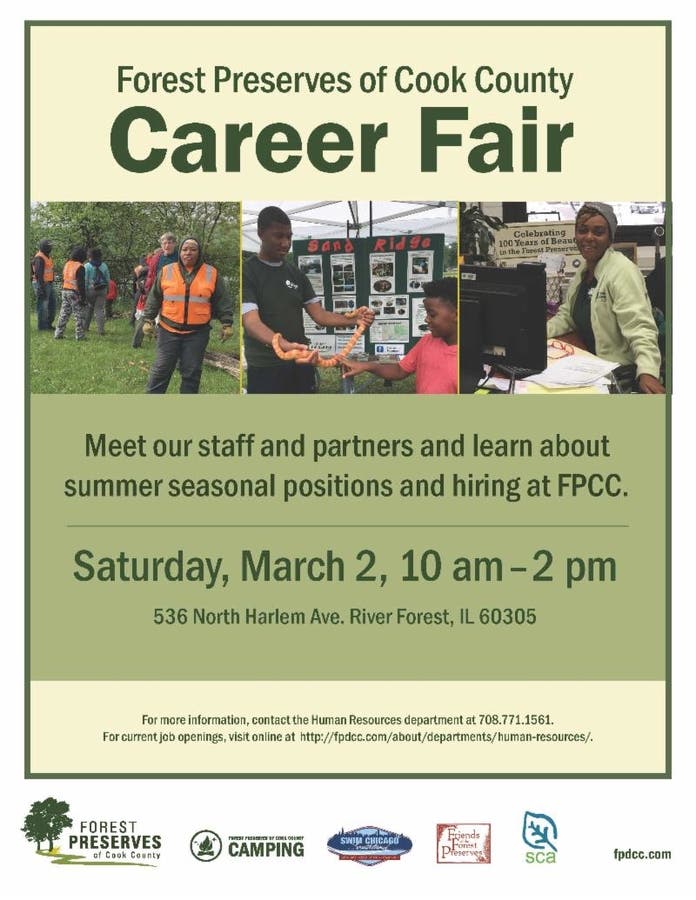 The Forest Preserves of Cook County is holding a career fair on March 2. 