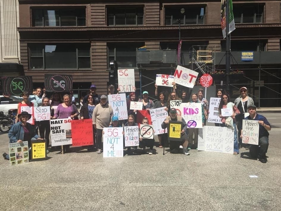 Stop 5G Chicago wireless safety advocates at a recent National Day of Action. 