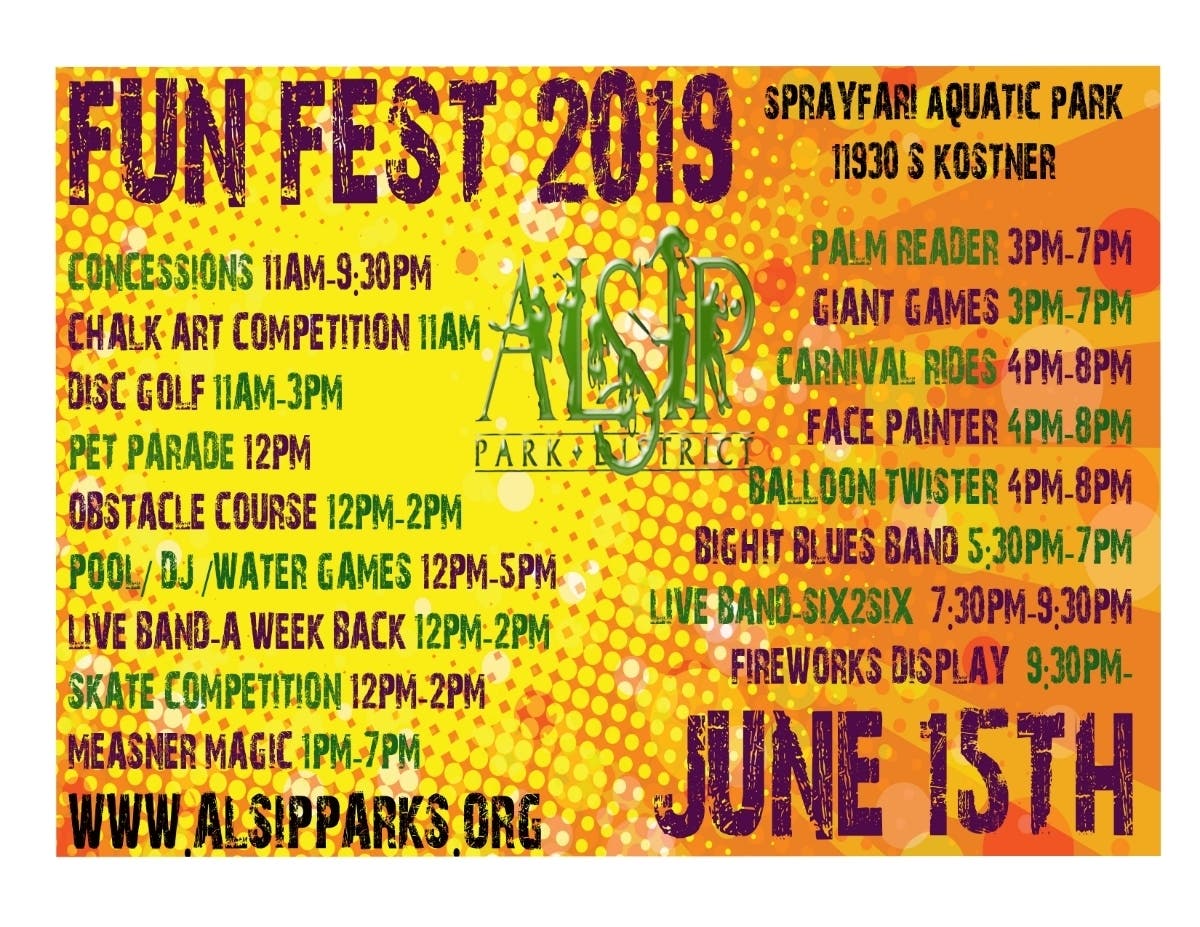 The 2019 Alsip Fun Fest kicks off June 15 at Sprayfari Park. 