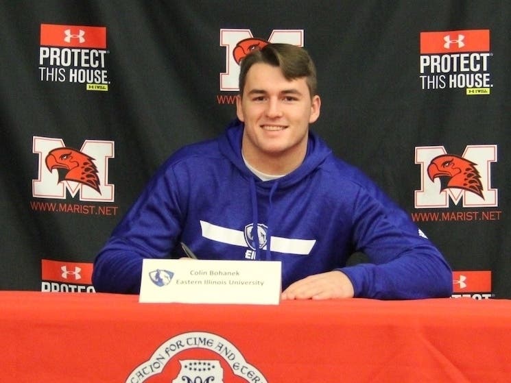 Marist senior Colin Bohanek, of Oak Lawn, will continue his football and academic career at Eastern Illinois University. 