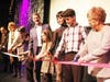 Getting ready to cut the ribbon at the Oak Lawn Park District’s Erica Heilmann Theatre dedication.