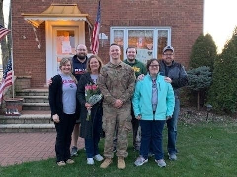 Illinois National Guard SPC Liam Farrell and his family in Evergreen Park.