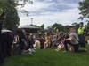 Protestors kneel for 8 minutes and 46 seconds at Black Like Matters protest in Oak Lawn.