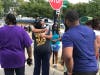 Family members gather across the street from a pancake house in Morgan Park where a man was shot to death and four others wounded by gunfire.