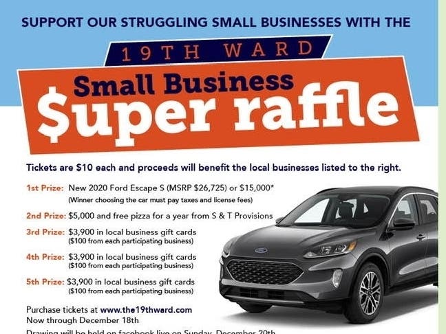 Enter to win a bevy of amazing prizes in the 19th Ward Super Raffle to help neighborhood businesses survive the pandemic. 