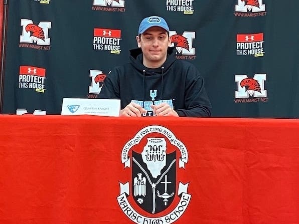 Marist High School senior Quintin Knight, of Crestwood, signed his letter of intent to continue his football career at Upper Iowa University. 