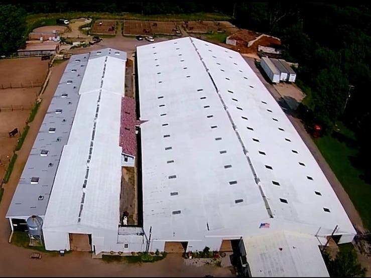 A section of the roof at Fitzjoy Farm and Riding Academy collapsed in Palos Park.
