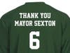 The Evergreen Park Baseball Club ballplayers will honor retiring Mayor Jim Sexton with a commemorative message on the backs of their team shirts for 2021 season.