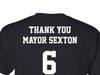 The Evergreen Park Baseball Club ballplayers will honor retiring Mayor Jim Sexton with a commemorative message on the backs of their team shirts for 2021 season.
