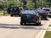 A block of 85th Street immediately off of Narragansett Avenue is blocked off after a vehicle plowed into a home early Monday afternoon. 