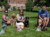 Winners in the 12th annual Smith Village Pet Parade (left to right) first place-winner Bryzzo, 
with his owner Sandra Leon; Misty, third place, with owner Kelly Everett; and second place finisher Reese with owner Mike Moriarty, formerly of Beverly.