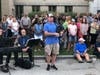 A bagpiper plays at the 19th Ward prayer vigil for Chicago police. 