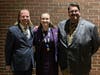 Emma Mathews, sixth in radio speaking, with coaches Mike Olsson and Matthew Capriola.