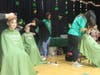 Students brave the shave for childhood cancer research during Southwest Elementary School's St. Baldrick's head-shaving event. 