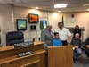 Mayor Terry Vorderer, Oak Lawn Fire Chief Zack Riddle and one of the winners of the Oak Lawn Chamber's Fire and Public Safety Coloring Contest.