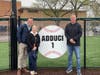 Chicago Cubs coach and former Mustang Jim Adduci's uniform number was retired at Evergreen Park Community High School. 