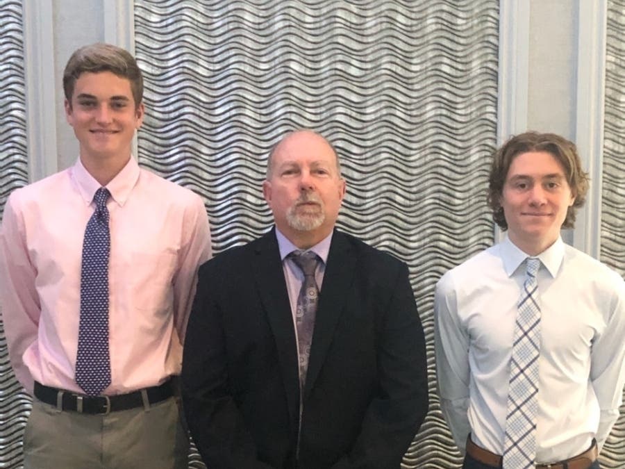 Evergreen Park Community High School Valedictorian Thomas Gricus and Salutatorian John Bledsoe honored at the Illinois Principals Association's  student recognition breakfast.