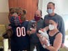 Chicago Bear Patrick Scales and Staley Da Bear surprised new parents and their babies at Advocate Christ Medical Center in Oak Lawn. 