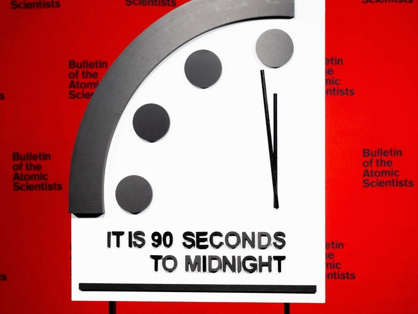 The Bulletin of Atomic Scientists in Hyde Park resets the Doomsday Clock to 90 seconds to midnight, the closest it has been set since 1947.