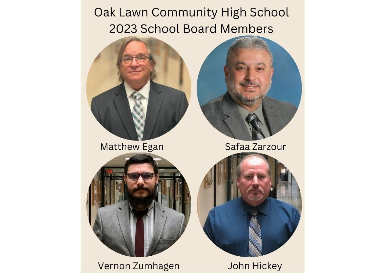 Oak Lawn Community High School Dist. 229 newly elected board members Matthew Egan, Safaa Zarzour, Vernon Zumhagen and John Hickey.