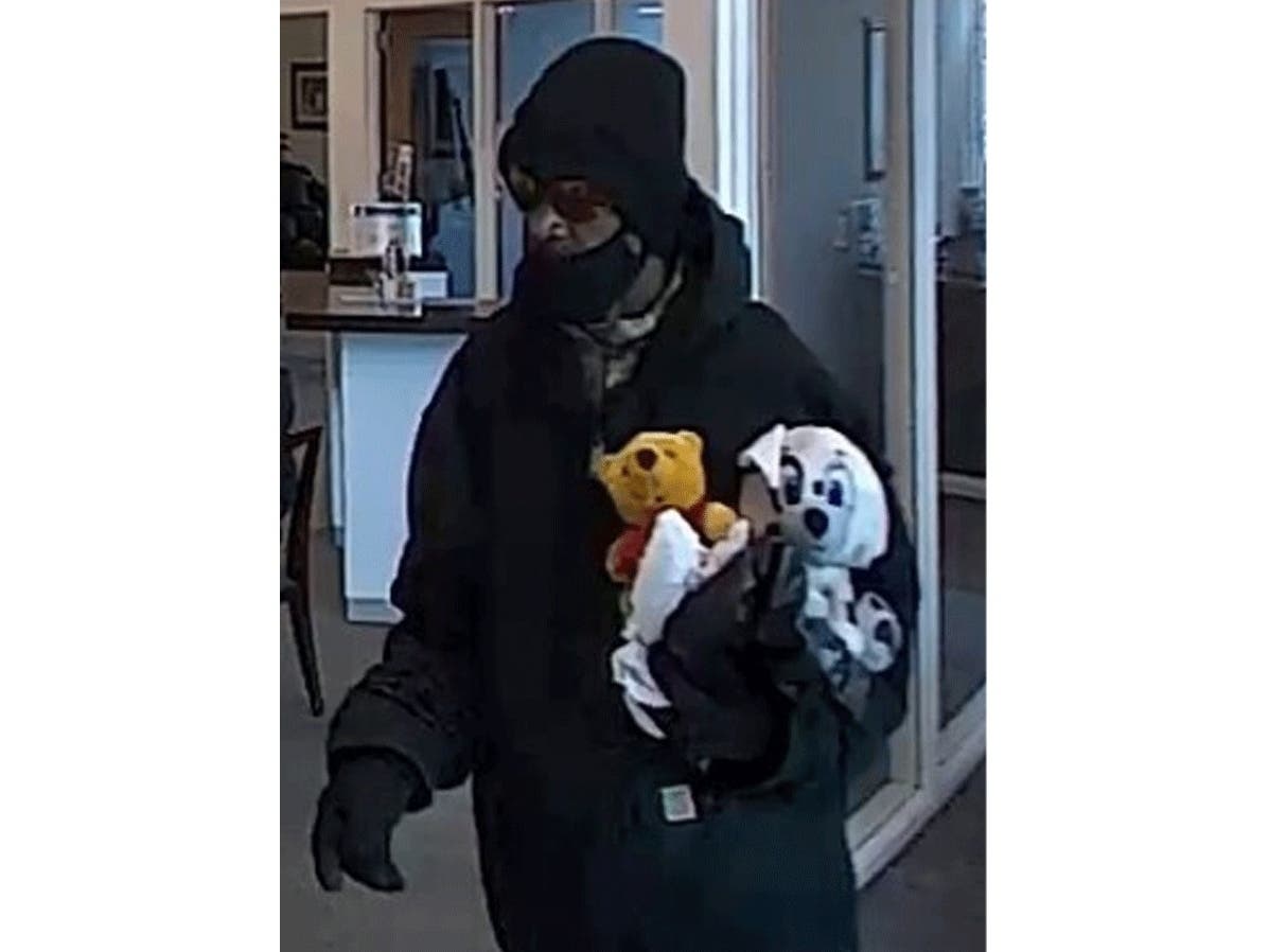 The newly dubbed "Stuffed Bear Bandit" carried Winnie the Pooh and dalmatian plush toys prior to robbing the PNC Bank, the FBI said. 