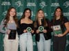 (Left to right) Maeve Hassett, All-conference, Briana Torres  and Kaitlyn Berkery, Sportsmanship Award winners, Danielle Dempsey, All-conference & MVP