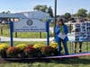 Worth Twp. Supervisor Patricia Joan Murphy unveils the sign at the park dedicated to her late mother, Joan Patricia Murphy, who was the first woman elected to township government in 128 years. 