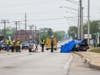 Police investigate a fatal car crash Sunday at 110th Street and Central Avenue on the Chicago Ridge and Oak Lawn border.