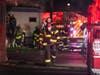 Oak Lawn firefighters battle a blaze at a mobile home in Airway Mobile Home Community.