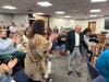 Frank Mancari, with his daughters, Christine and Maria, at Oak Lawn Village Hall.
