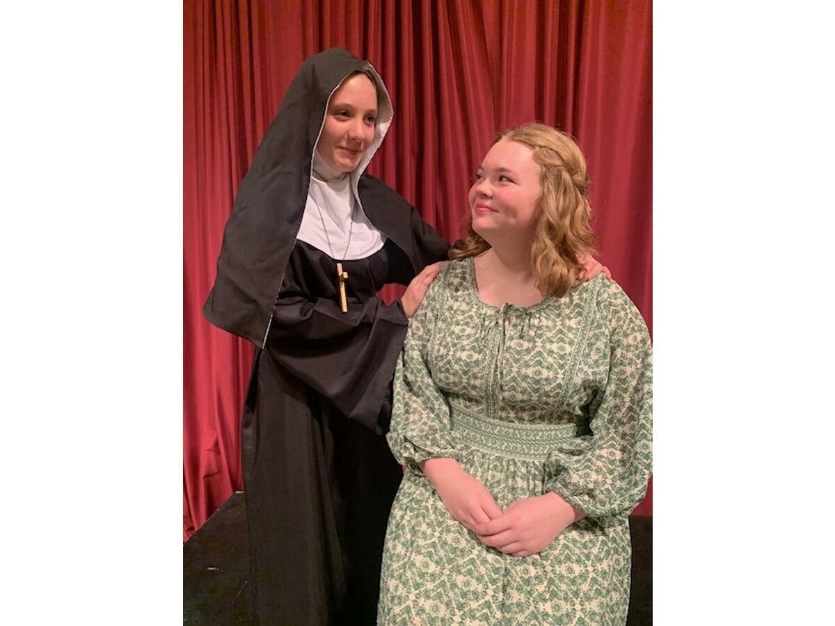 Mother Abbess (Peyton Wilson) in a tender, uplifting musical moment with Maria von Trapp (Johanna Ryan). Evergreen Park Candlelight Theatre presents 'The Sound of Music--Youth Edition," Sept. 25-Sept. 27.