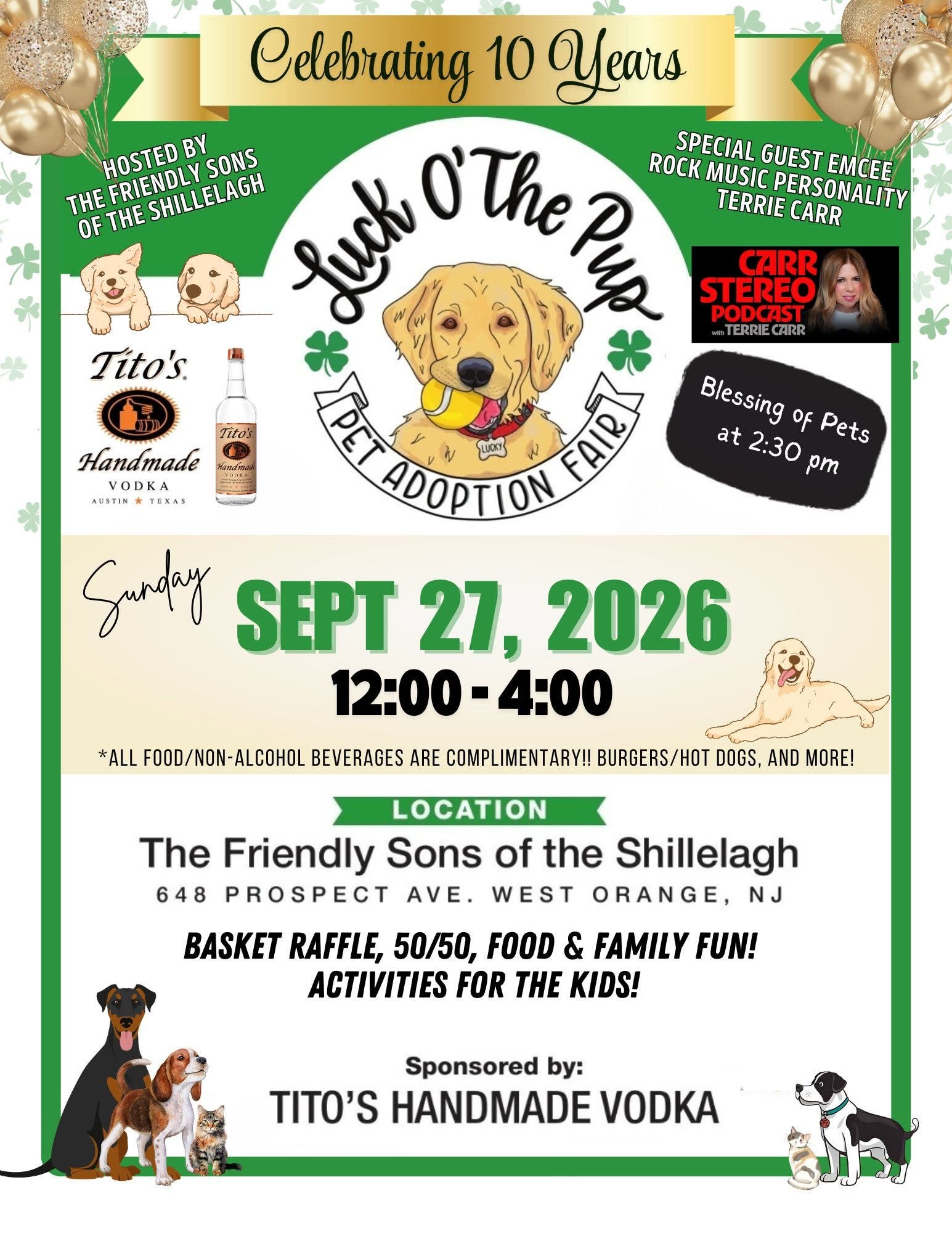 Shillelagh Club to Host 10th Annual Luck O' The Pup Pet Adoption