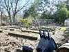 Garden with flood debris