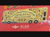 A drawing of the brightly colored bus by local artist, Nacho
