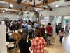Crowds filled the senior center