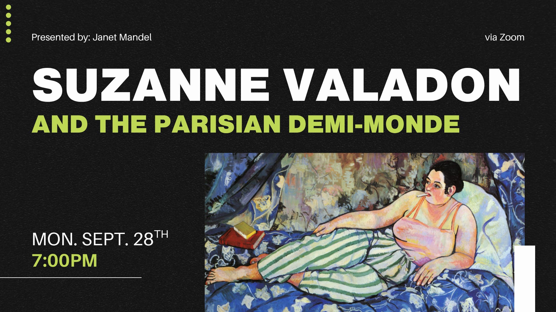 Washinton Twp. Library Presents "Suzanne Valadon" virtual art lecture