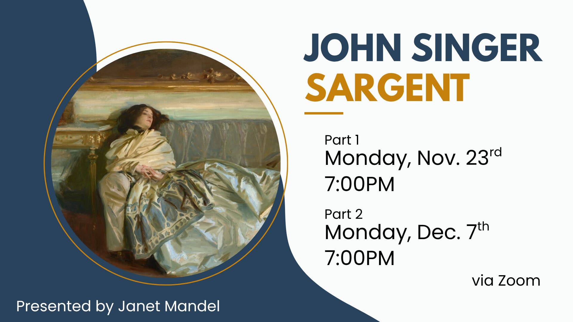 Washington Twp. Library Virtual Art Series, "John Singer Sargent: Romance, Drama & the Visual World"