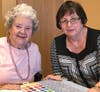 Helen Frank, right, with art teacher Sigrid Wonsil. 
