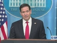Secretary of State Marco Rubio address reporters at the White House concerning Iran.