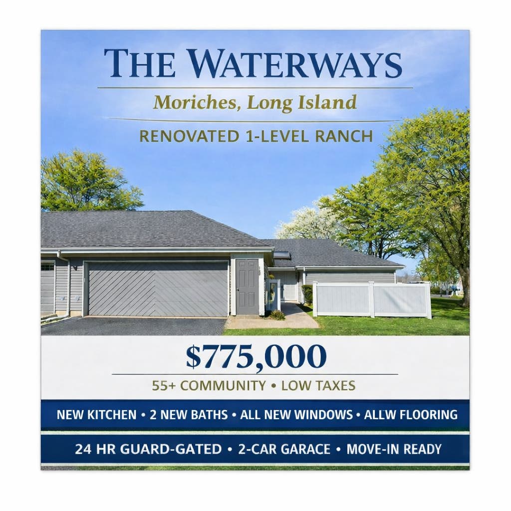 55+ Ranch Condo at The Waterways Moriches Long Island